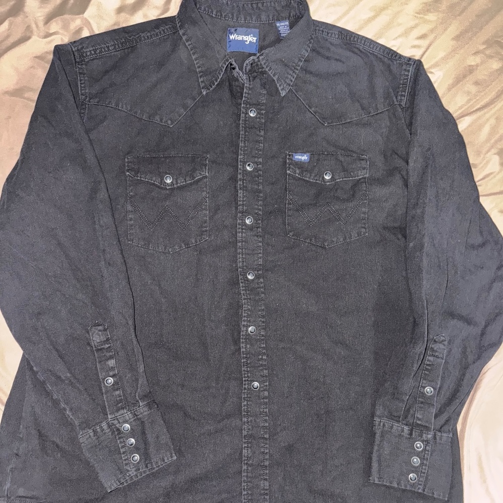 XXL Black Wrangler Pearl Snap Shirt